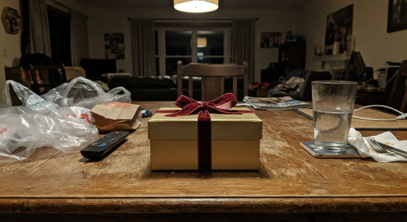 Foto hampers dari HP di atas meja